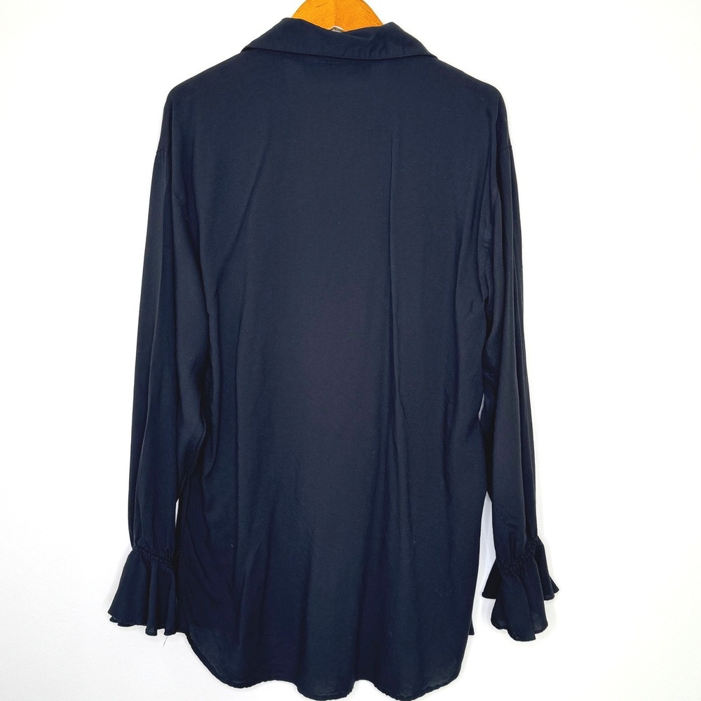 Morbid Threads Ruffle Front Pirate Shirt‎ Black Size Small - Picture 2 of 10